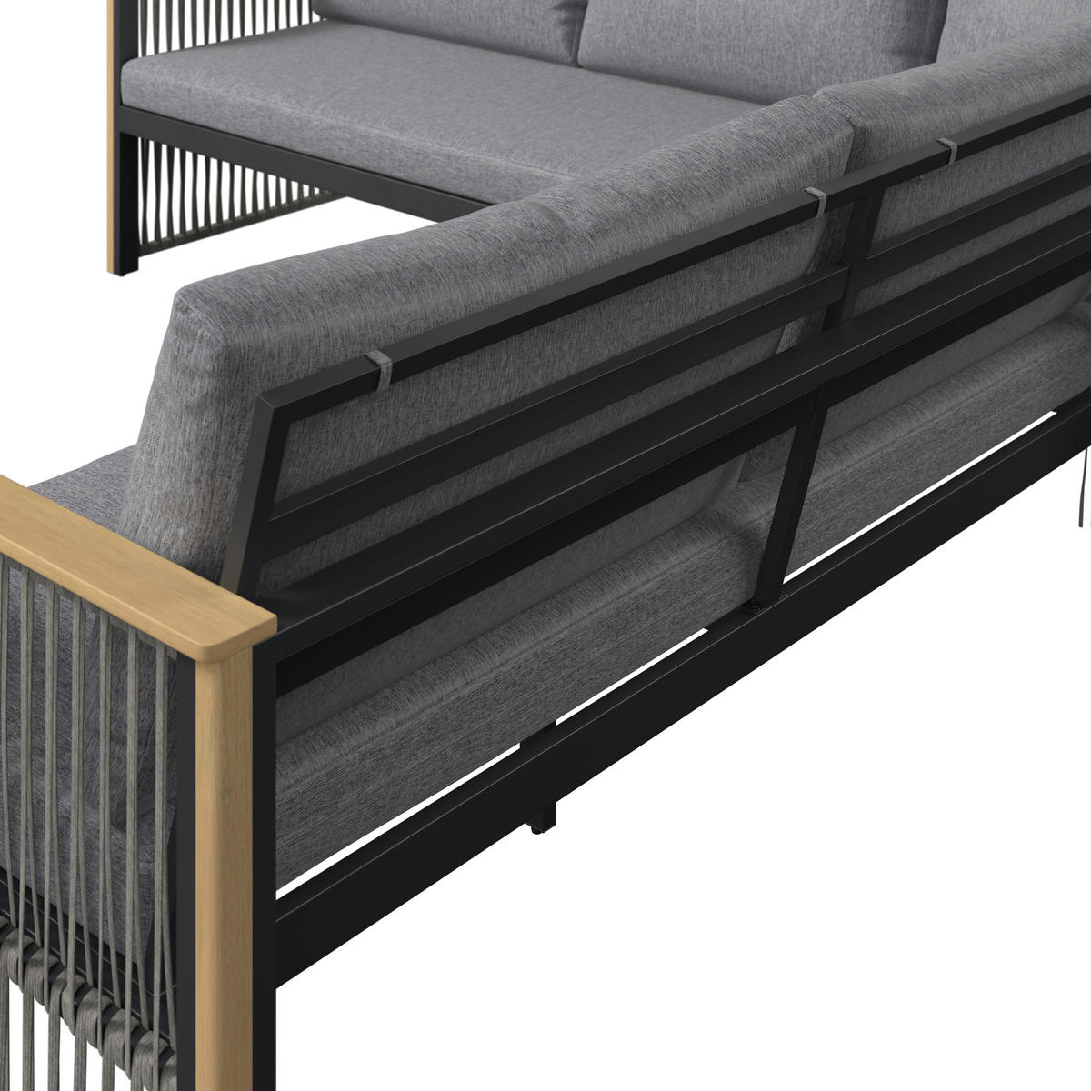 VRTNA GARNITURA   drvo, metal, tekstil  antracit, siva, boje tikovine  - boje tikovine/siva, Design, drvo/metal (230/230cm) - Ambia Garden