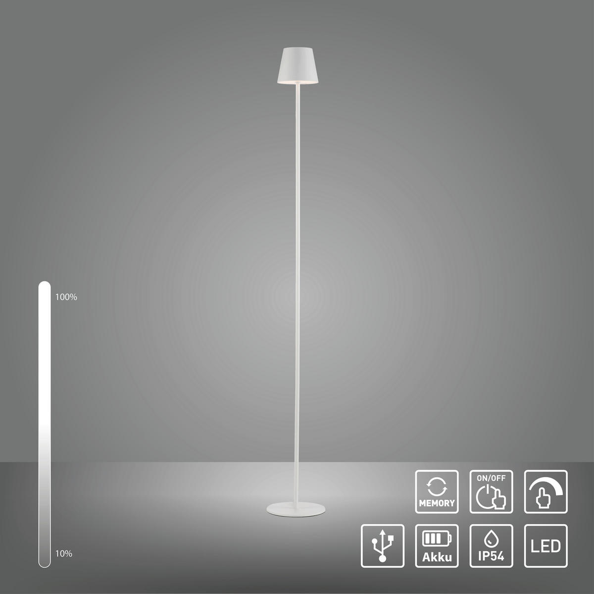 PODNA PUNJIVA SVJETILJKA  - bijela, Trend, metal/plastika (16/16/125cm)