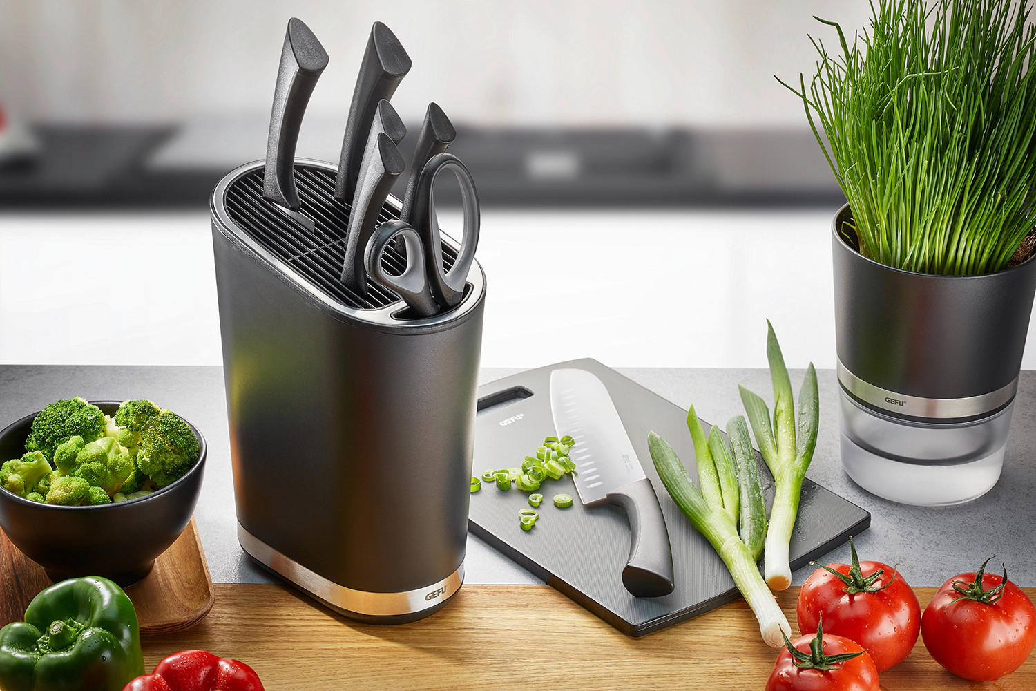 MESSERBLOCK SMARTLINE  - Edelstahlfarben/Schwarz, Design, Kunststoff/Metall (11/25,5/19cm) - Gefu