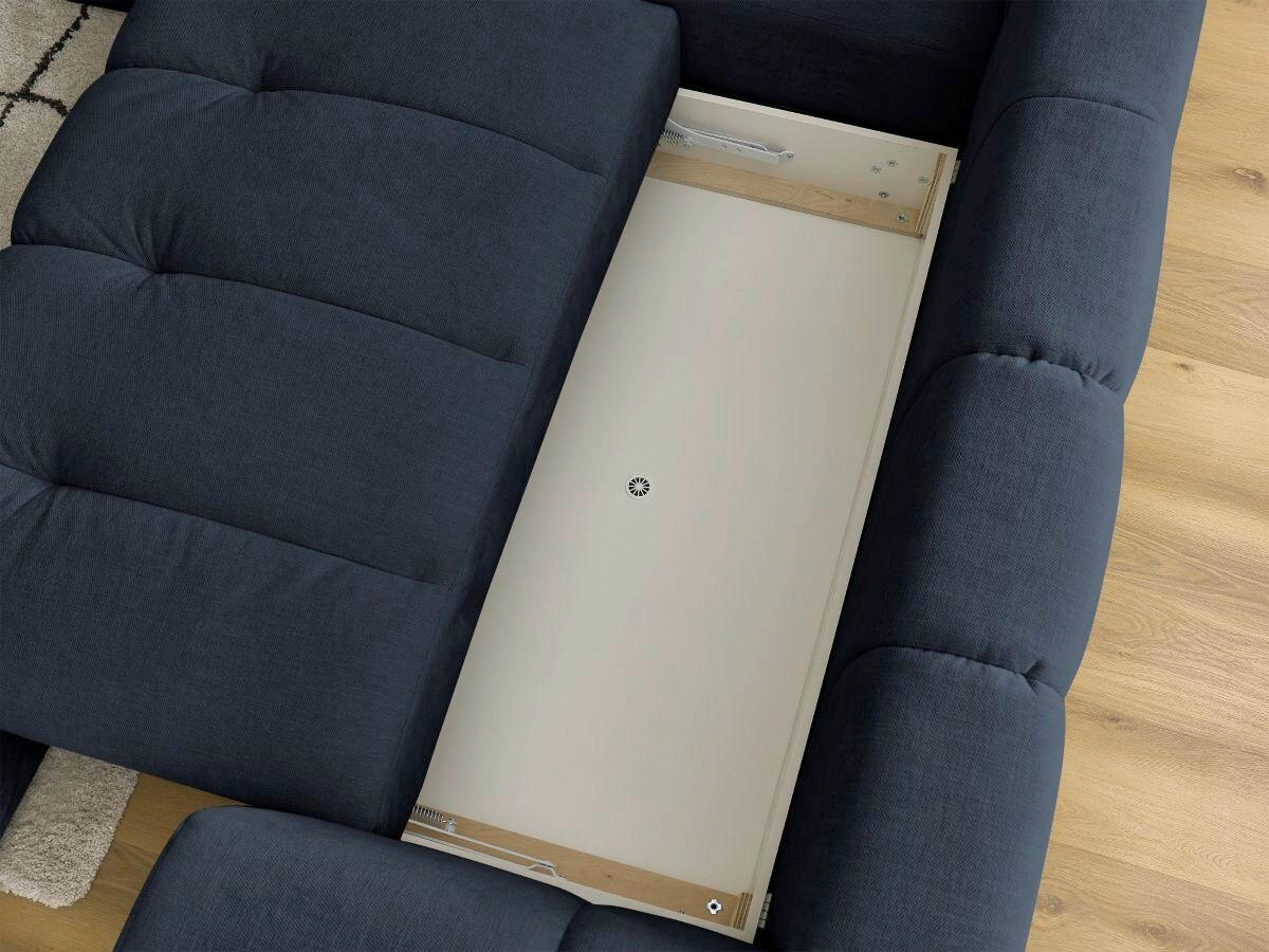 ECKSCHLAFSOFA FUJI Leinenoptik Dunkelblau  inkl.  - Schwarz/Dunkelblau, MODERN, Kunststoff/Textil (204/282cm)