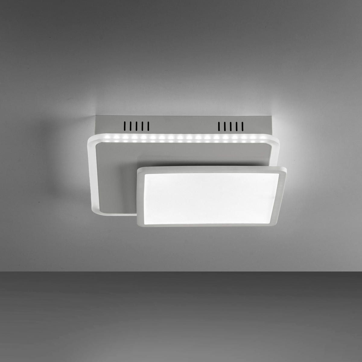 LED-Deckenleuchte 45,3/45,3/7,5 cm   - Weiß, Design, Kunststoff/Metall (45,3/45,3/7,5cm) - Globo