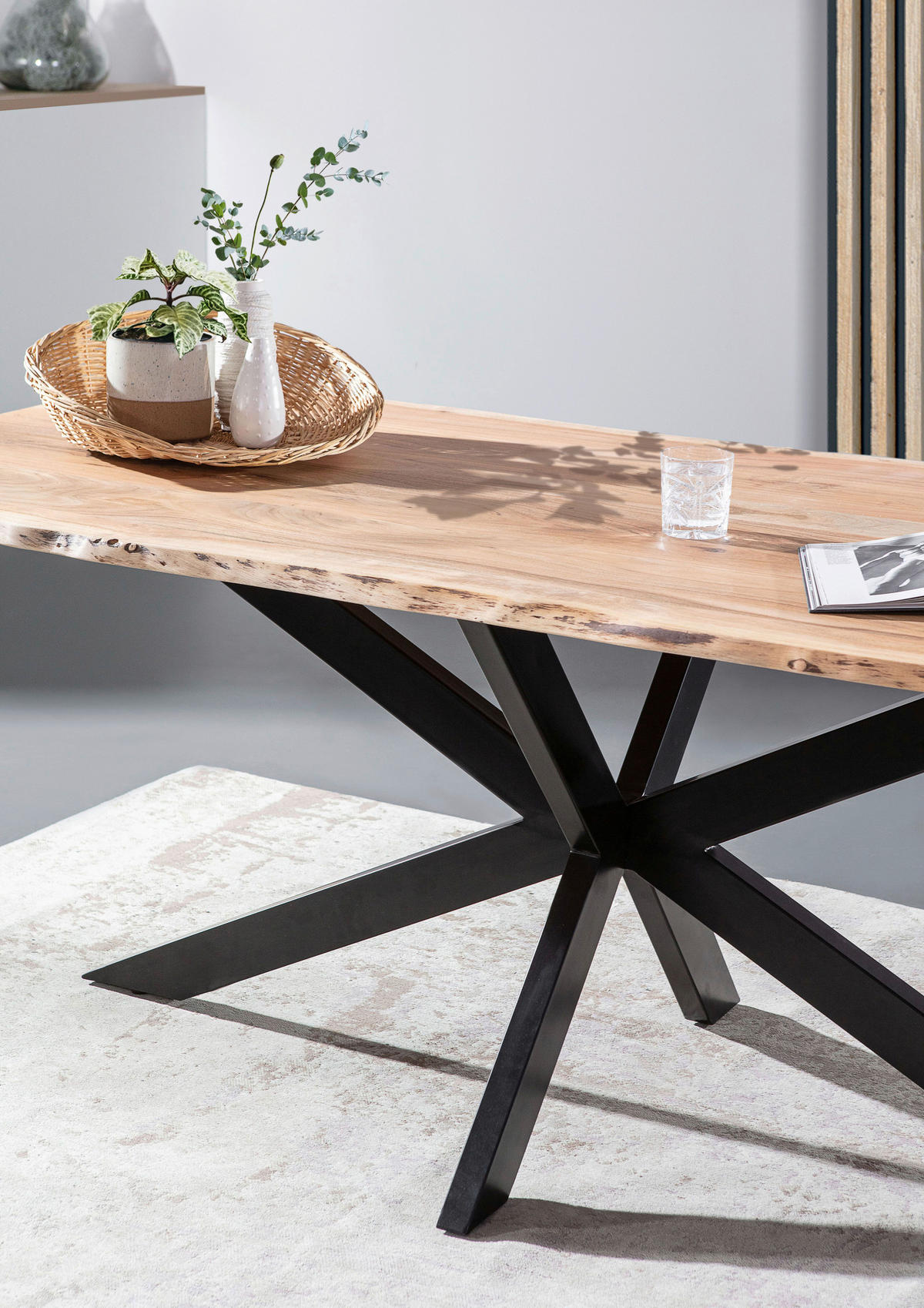 ESSTISCH in Holz 220/100/75 cm  - Schwarz/Naturfarben, MODERN, Holz/Metall (220/100/75cm) - Livetastic
