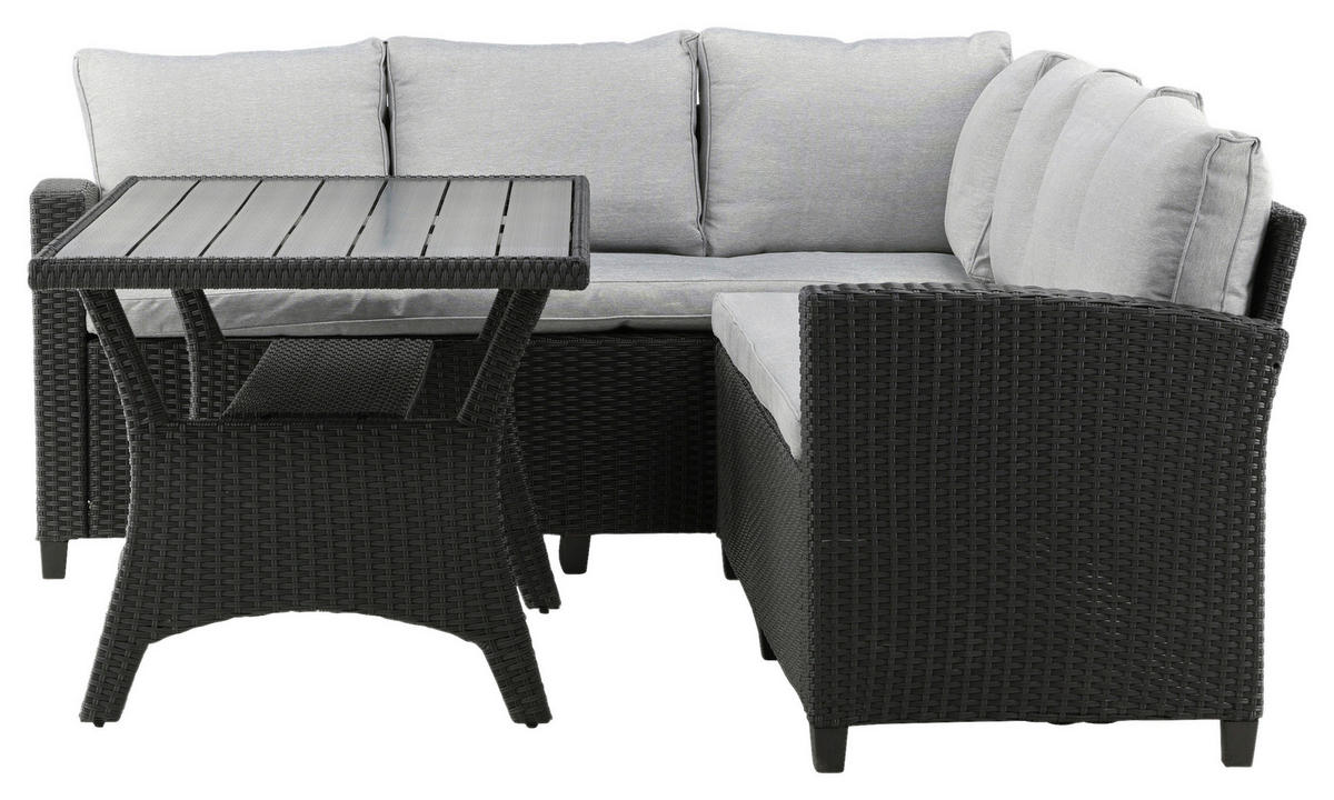 DINING-LOUNGESET  - Schwarz, KONVENTIONELL, Kunststoff (173/227cm) - Gardenson