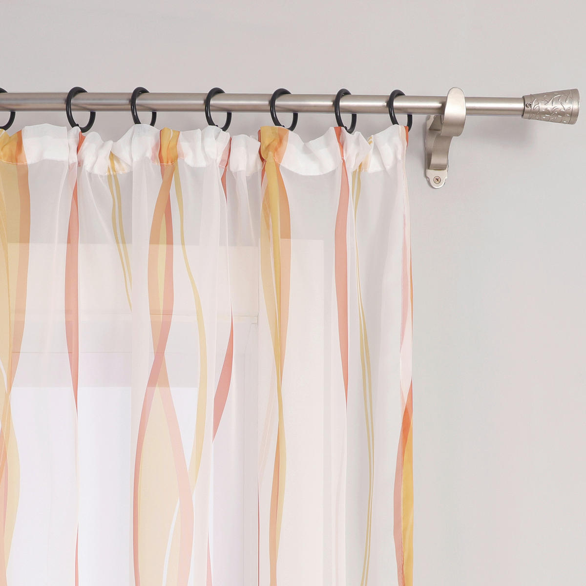 FERTIGVORHANG  transparent  140/225 cm   - Weiß Hochglanz/Orange, Basics, Textil (140/225cm) - Joyswahl