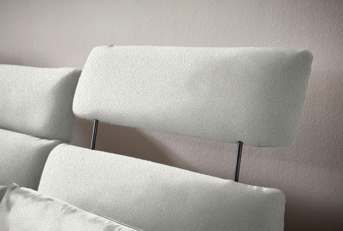 ECKSOFA in Flachgewebe Weiß  152/259 cm  - Schwarz/Weiß, Design, Textil/Metall (152/259cm) - Dieter Knoll