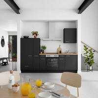 KÜCHENBLOCK Touch 270 cm  in Schwarz, Eichefarben  - Edelstahlfarben/Eichefarben, MODERN, Holzwerkstoff/Metall (270cm) - Nobilia