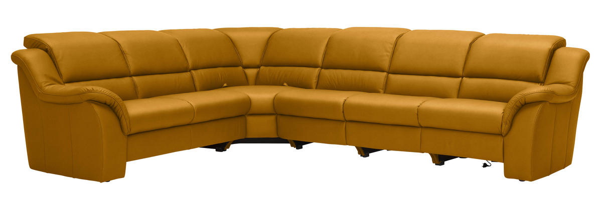 ECKSOFA  in Echtleder Currygelb  260/324 cm  - Currygelb/Schwarz, KONVENTIONELL, Leder/Kunststoff (260/324cm) - Cantus
