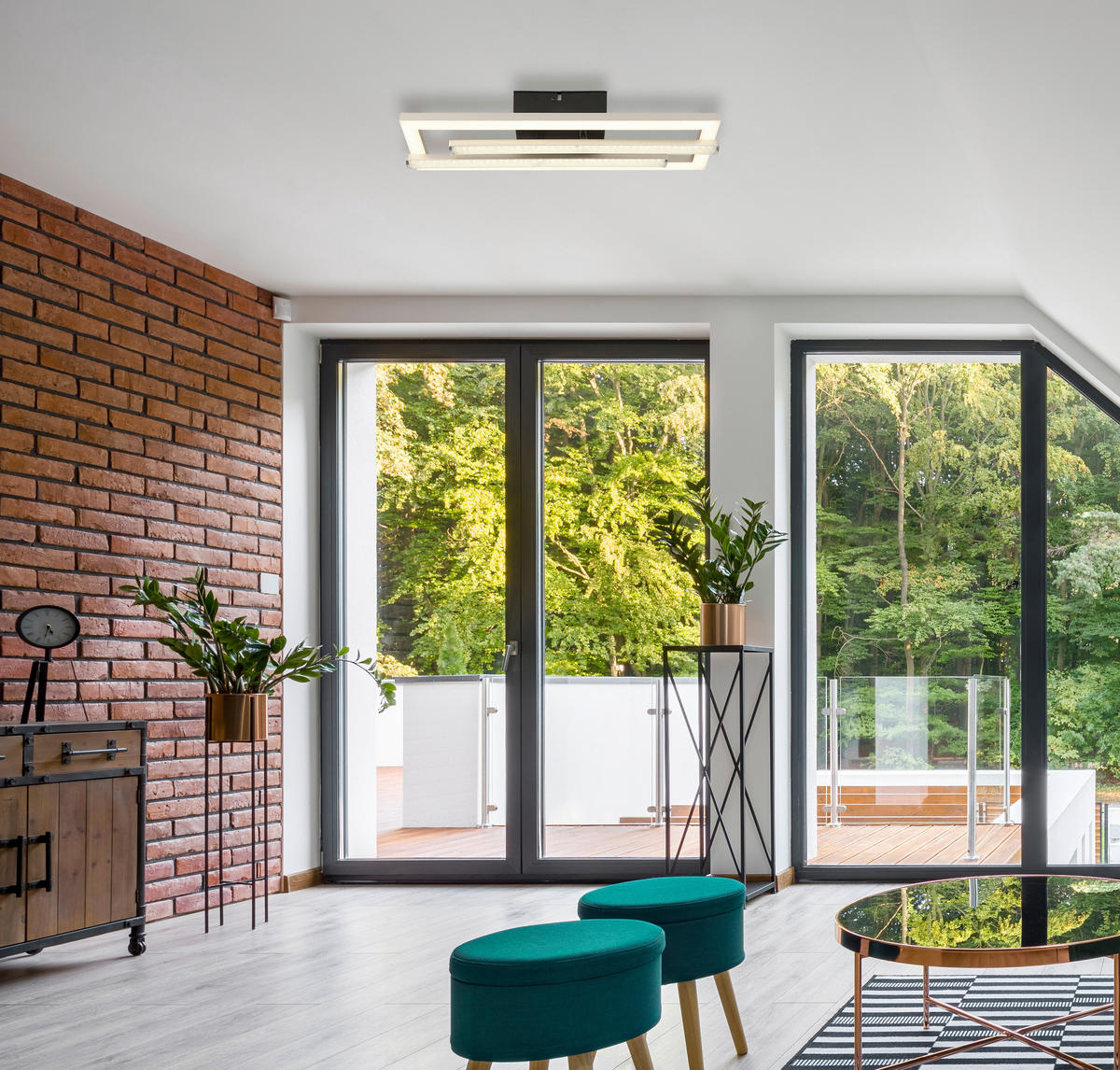 STROPNÍ LED SVÍTIDLO, 40/37,5/6,3 cm - černá/čiré, Design, plast (40/37,5/6,3cm) - Globo