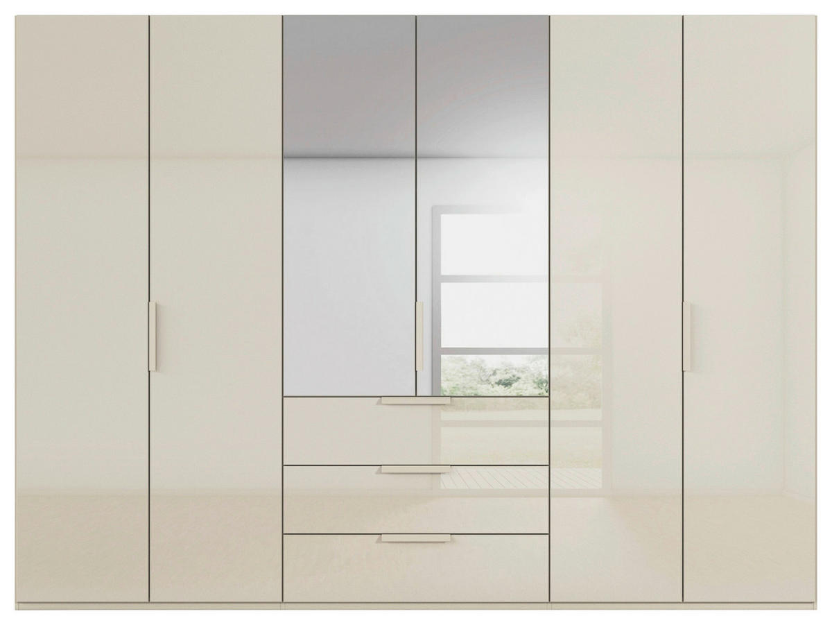 DREHTÜRENSCHRANK 301/223/61 cm,  in Champagner, 6-türig  - Champagner, Basics, Glas/Holzwerkstoff (301/223/61cm) - Novel