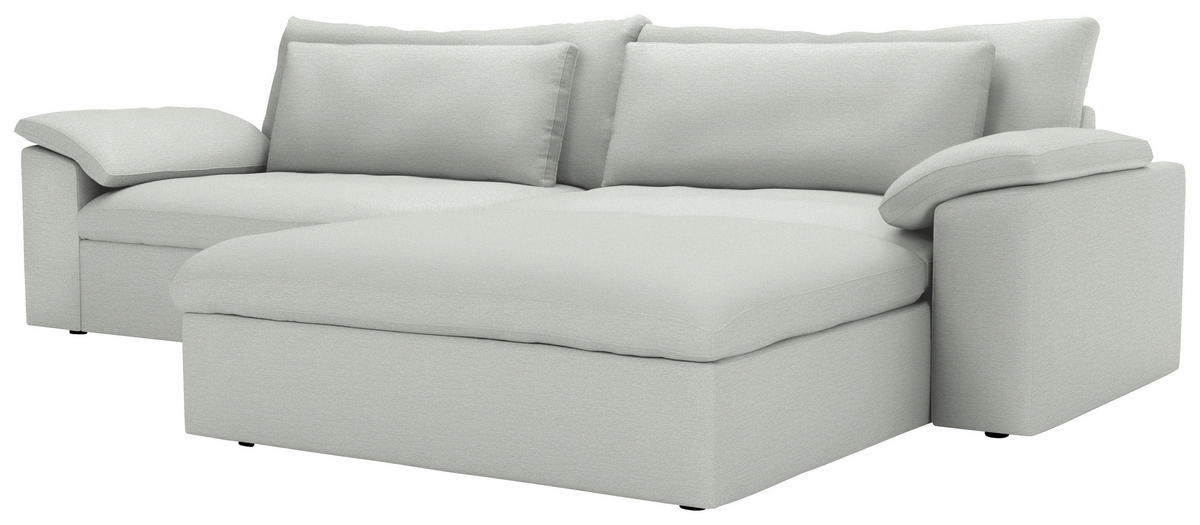 ECKSOFA 306/198 cm  in Chenille Silberfarben Rückenkissen, Nierenkissen, Armlehnenkissen, Rücken echt  306/198 cm  - Silberfarben/Schwarz, MODERN, Kunststoff/Textil (306/198cm) - Carryhome