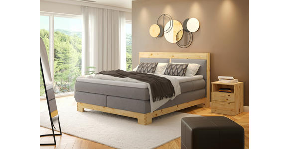 BOXSPRINGBETT 180/200 cm  in Zirbelkieferfarben, Hellgrau  - Zirbelkieferfarben/Hellgrau, Natur, Holz/Textil (180/200cm) - Linea Natura