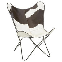 FOTELJA metal, koža  bijela, tamno smeđa   - bijela/tamno smeđa, Lifestyle, koža/metal (72/78/92cm)