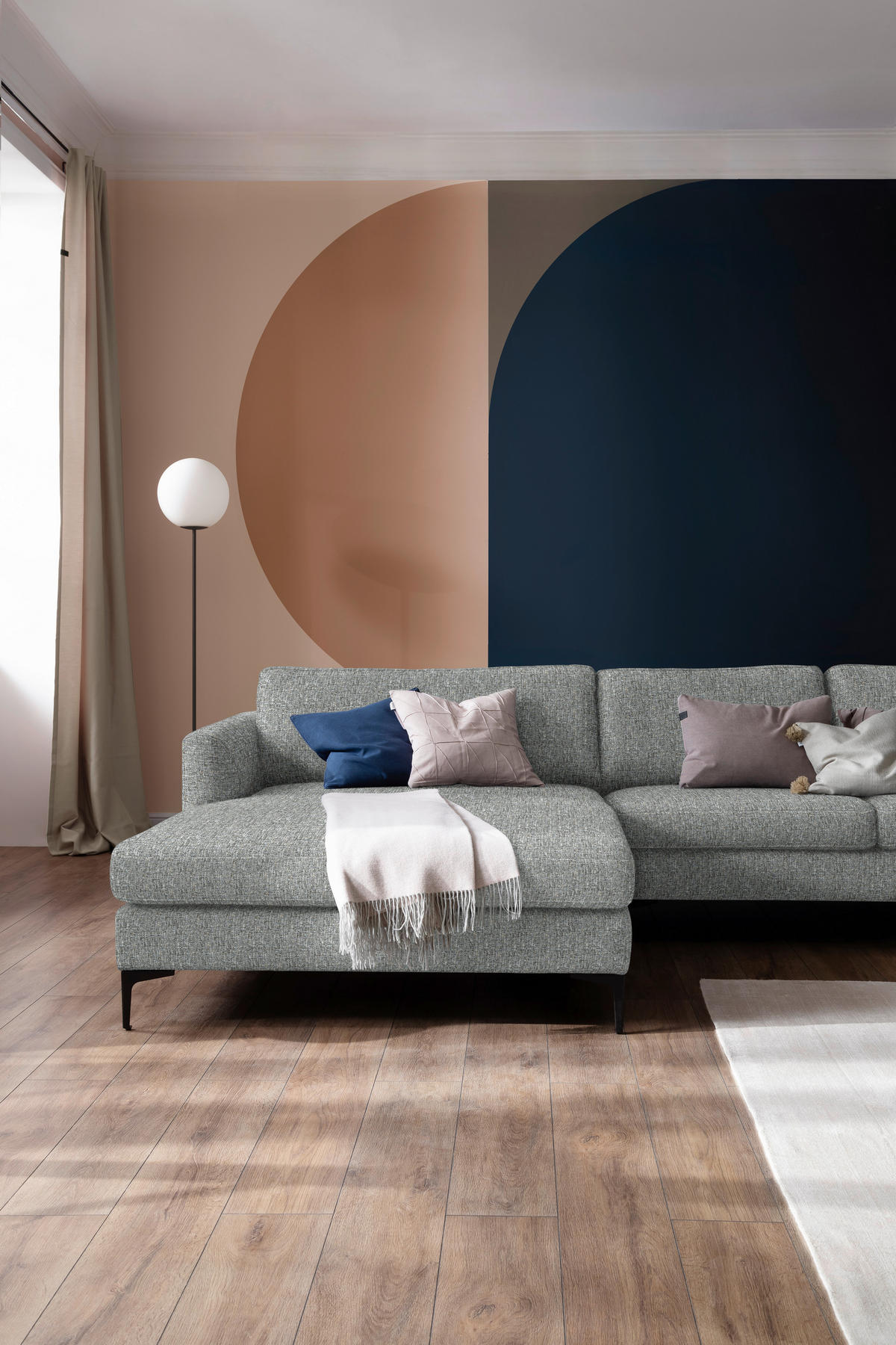 ECKSOFA in Flachgewebe Grau  195/310 cm  - Schwarz/Grau, Design, Textil/Metall (195/310cm) - Schöner Wohnen