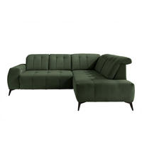 ECKSOFA Dunkelgrün Cord  - Dunkelgrün/Schwarz, MODERN, Textil/Metall (261/200cm) - Livetastic