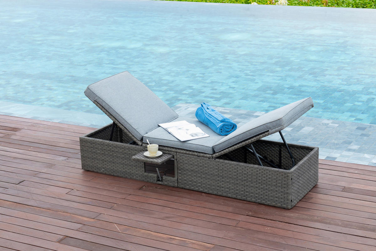 SONNENLIEGE 196.5/33.5/87.5/61 cm  - Grau, MODERN, Kunststoff/Textil (196.5/33.5/87.5/61cm) - Ambia Garden