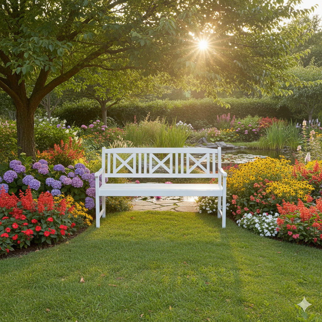 Gartenbank Akazie Weiß LxBxH: 150x61x89 cm