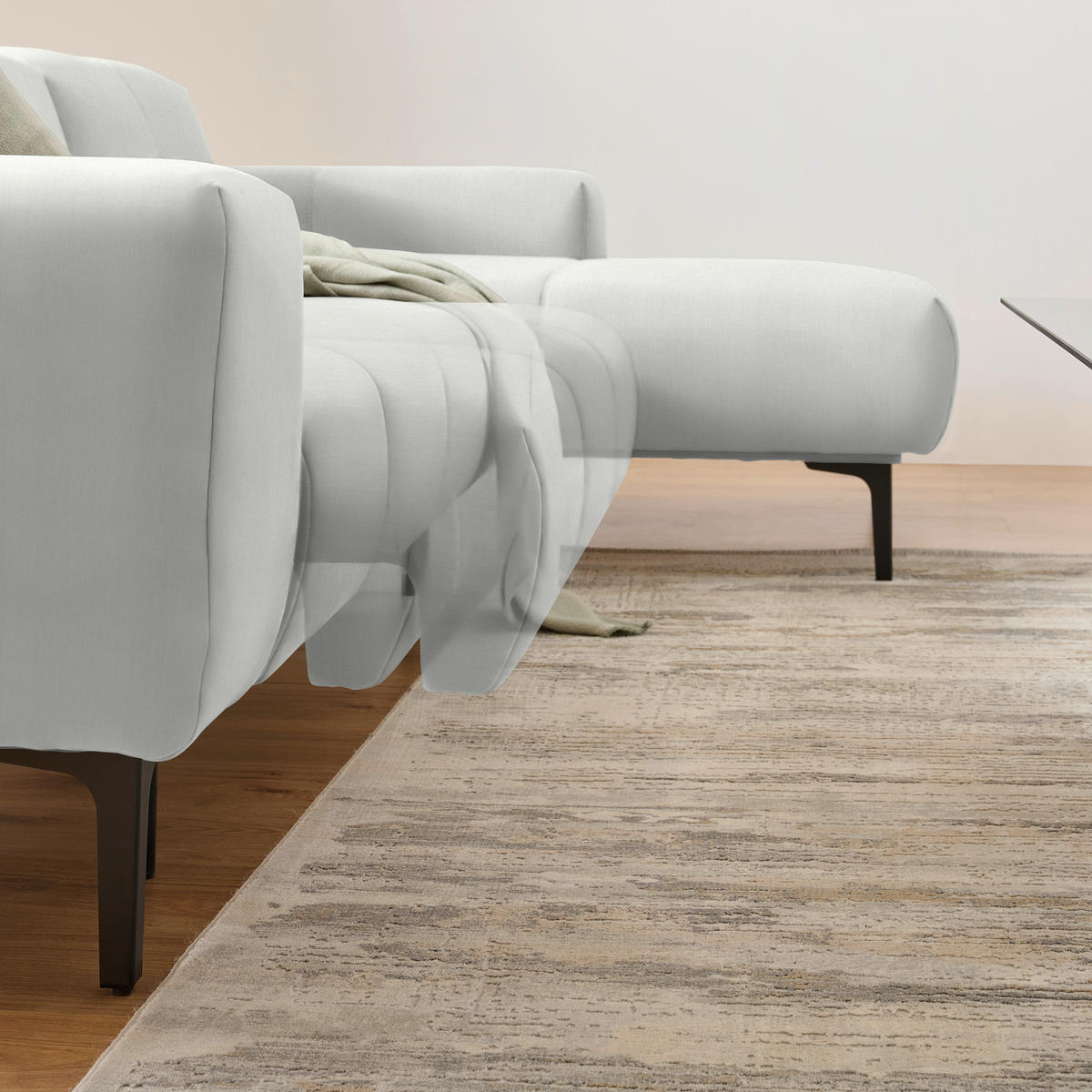 ECKSOFA in Chenille Weiß  311/167 cm  - Schwarz/Weiß, Design, Textil/Metall (311/167cm) - Xora