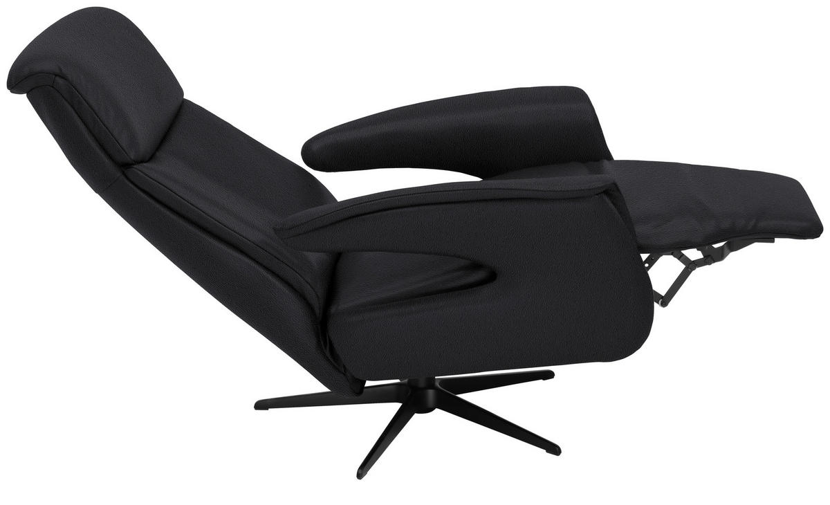 RELAXSESSEL in Leder Anthrazit  - Anthrazit/Schwarz, Design, Leder/Metall (78/106/88cm) - Welnova
