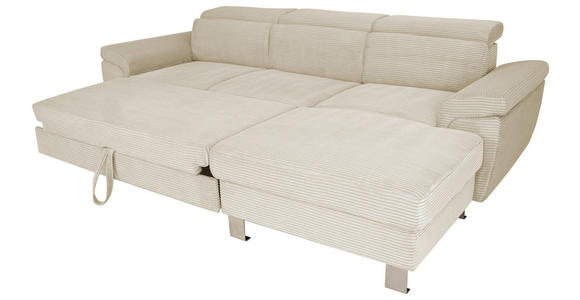 ECKSOFA inkl. Funktionen Naturfarben Cord - Silberfarben/Naturfarben, Design, Textil/Metall (250/167cm) - Xora