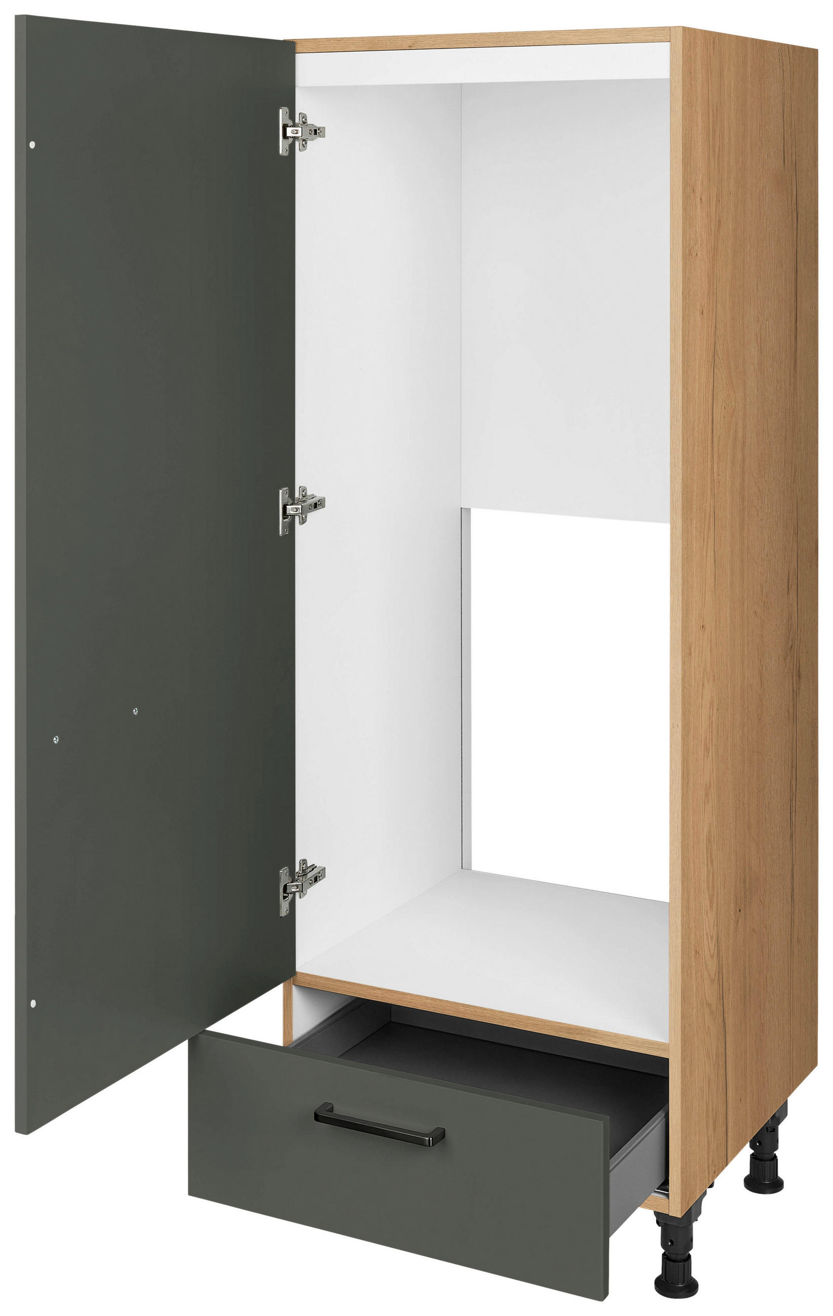 GERÄTEUMBAUSCHRANK 60/168/58 cm  in Grün, Eichefarben  - Eichefarben/Schwarz, MODERN, Holzwerkstoff/Metall (60/168/58cm) - Nobilia