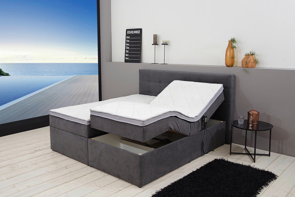 BOXBETT 180/200 cm  in Anthrazit  - Anthrazit/Schwarz, Konventionell, Kunststoff/Textil (180/200cm) - Carryhome