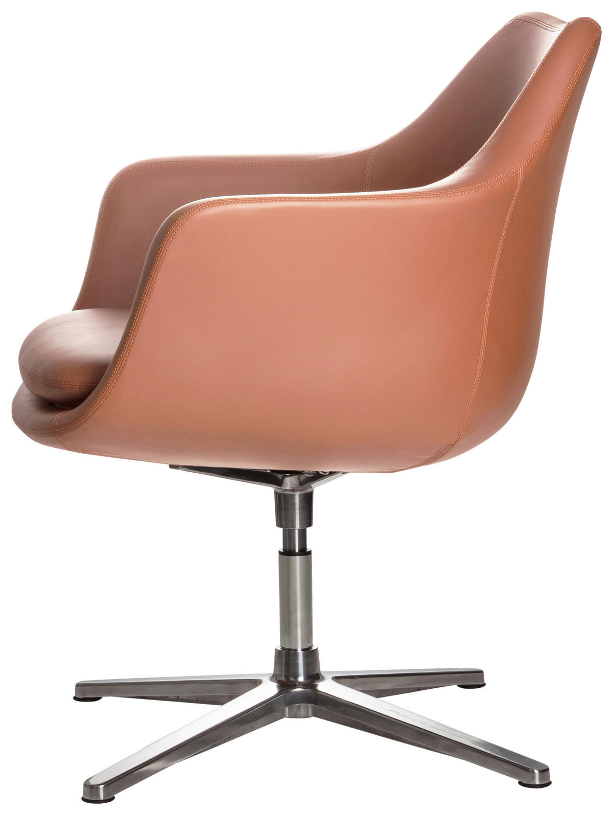 DREHSTUHL Lederlook Braun  - Silberfarben/Braun, Basics, Textil/Metall (67/85/63cm) - MID.YOU