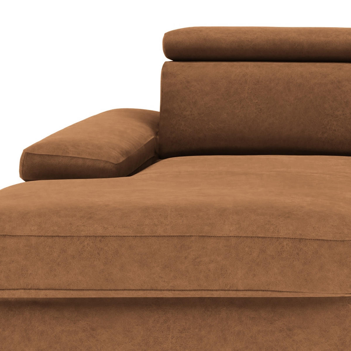 ECKSOFA in Mikrofaser Braun  - Silberfarben/Braun, Konventionell, Textil/Metall (259/82/182cm) - Trendmanufaktur