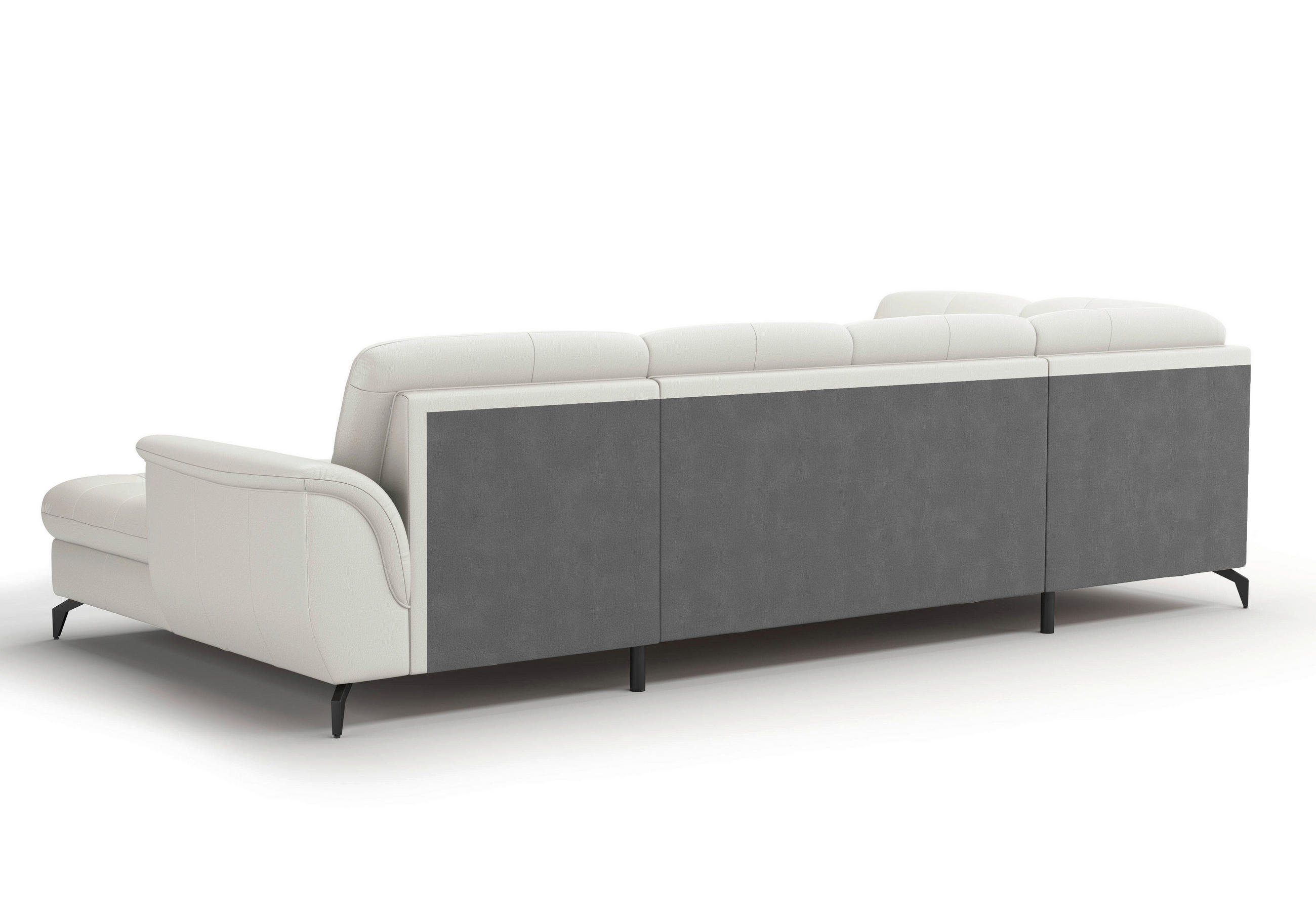 WOHNLANDSCHAFT in Vliesstoff Kombination Echtleder/Stoff Weiss  - Weiss/Schwarz, Modern, Leder/Textil (212/319/164cm) - Sit & More