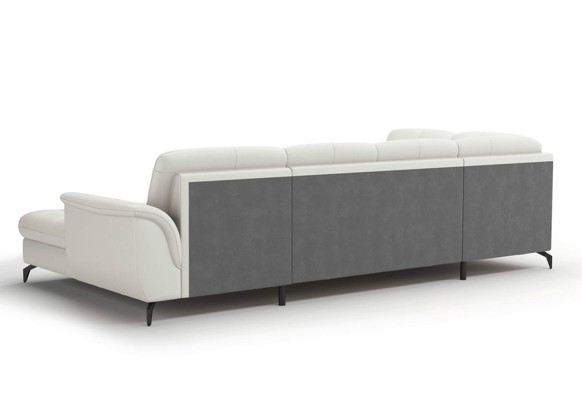 WOHNLANDSCHAFT in Vliesstoff Kombination Echtleder/Stoff Weiss  - Weiss/Schwarz, Modern, Leder/Textil (212/319/164cm) - Sit & More