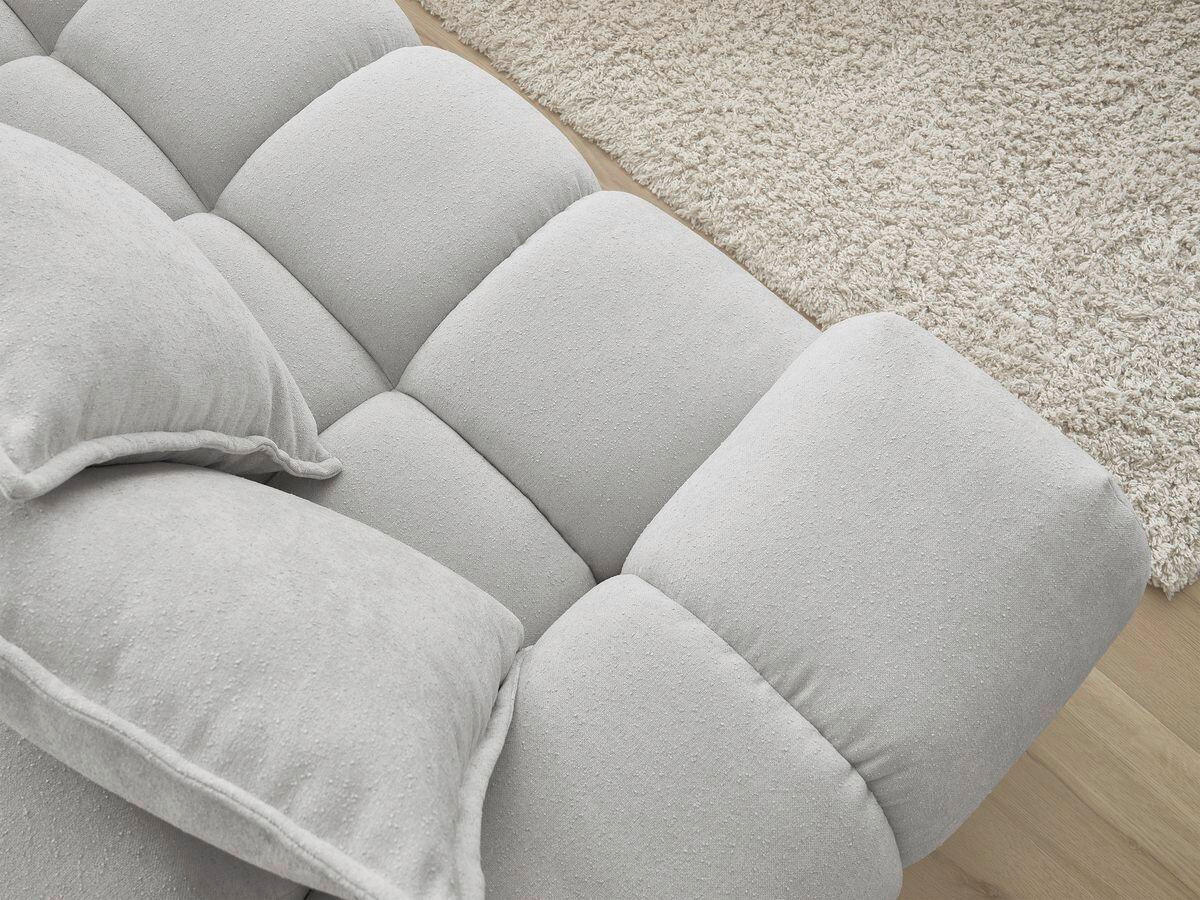 ECKSOFA Ottomane rechts  EVEREST Hellgrau Struktur  - Hellgrau/Schwarz, MODERN, Kunststoff/Textil (352/210cm)