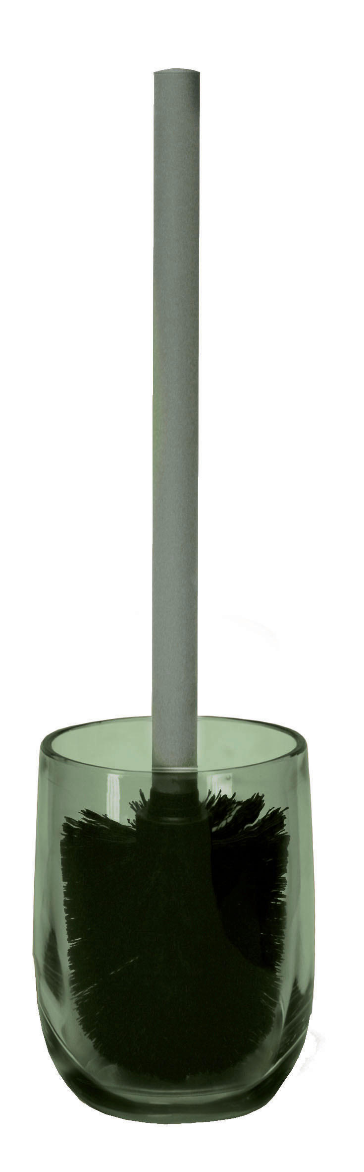 WC SADA - ŠTĚTKA A DRŽÁK - barvy stříbra/olivově zelená, Konvenční, plast/sklo (9,8/9,8/36,8cm) - Kleine Wolke