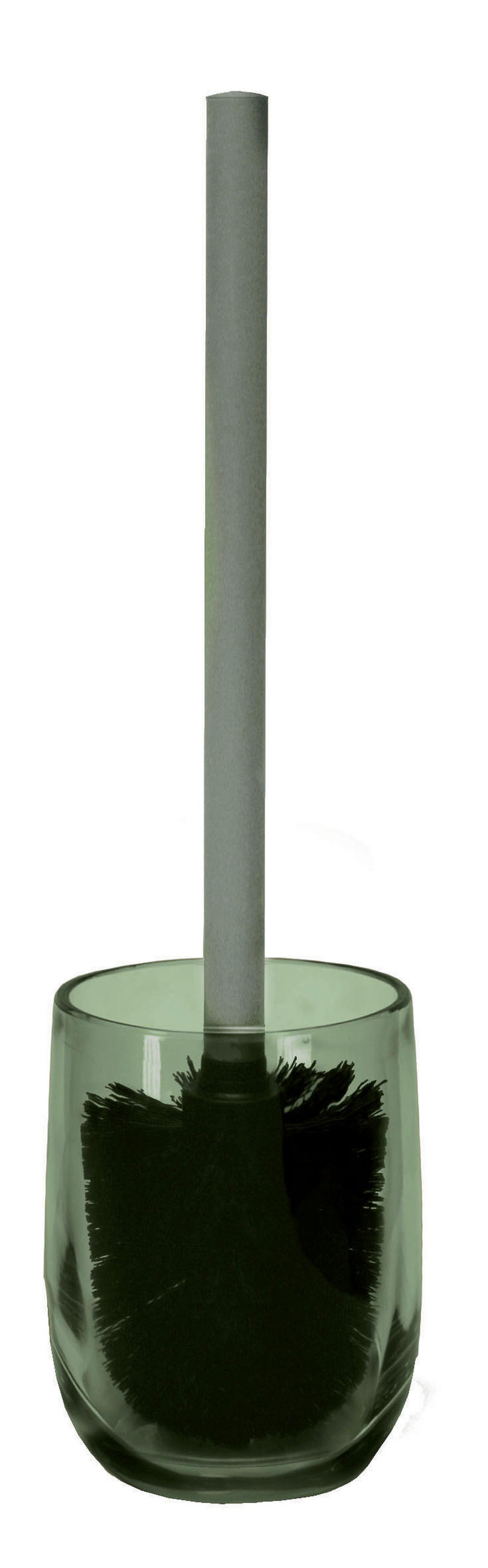 WC SADA - ŠTĚTKA A DRŽÁK - barvy stříbra/olivově zelená, Konvenční, plast/sklo (9,8/9,8/36,8cm) - Kleine Wolke