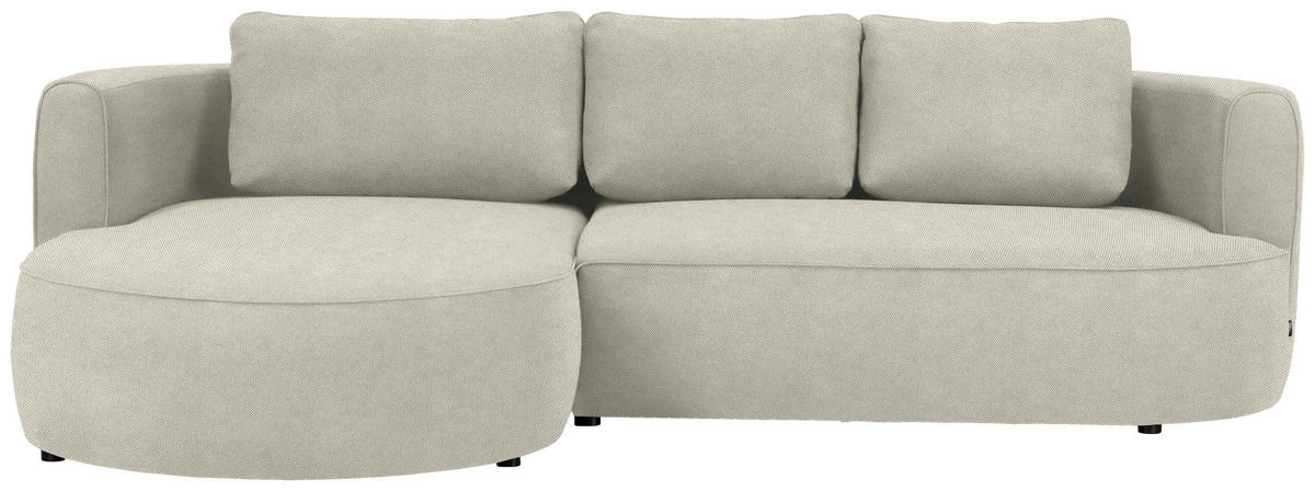 ECKSOFA in Webstoff Creme  - Creme/Schwarz, Design, Kunststoff/Textil (183/284cm) - Welnova