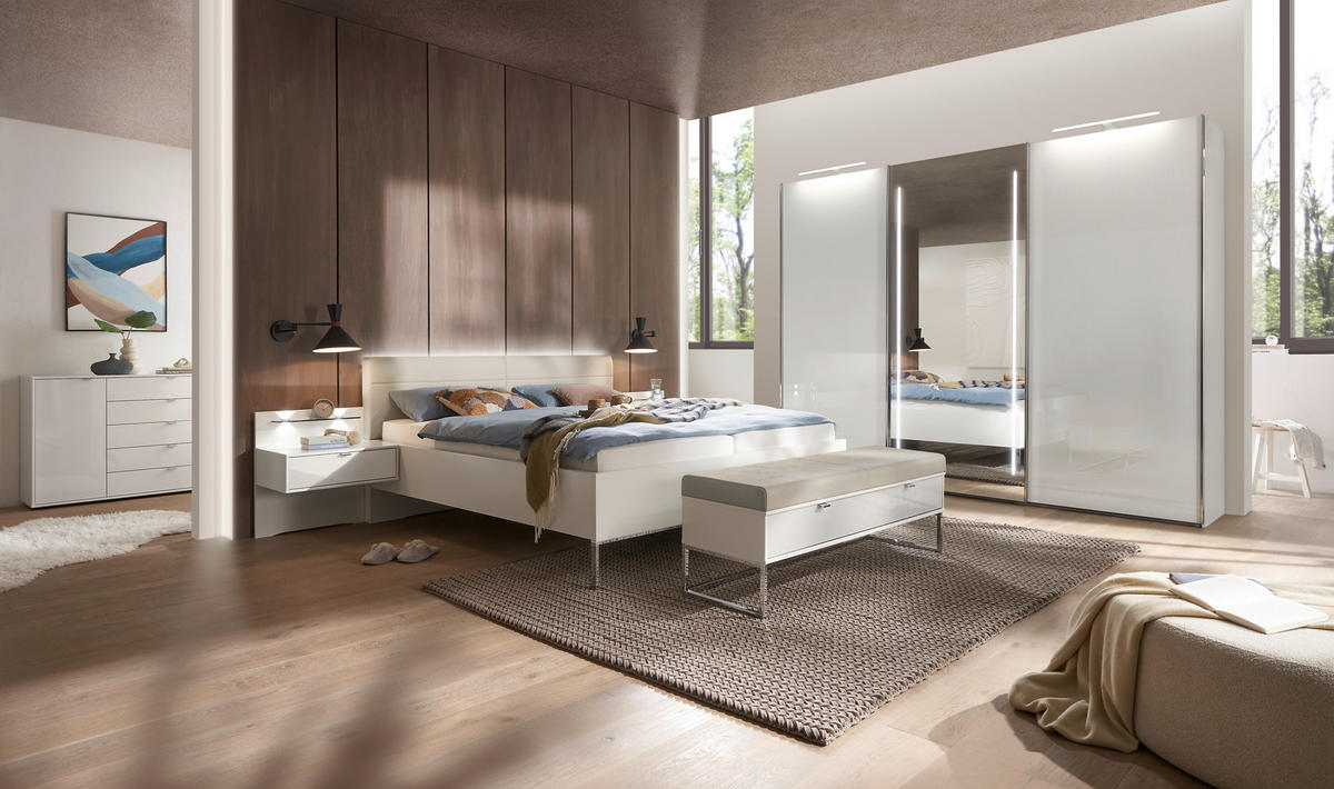 BETTANLAGE - Champagner/Weiß, Design, Glas/Textil (180/200cm) - Dieter Knoll