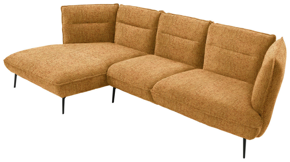 ECKSOFA in Flachgewebe Currygelb  - Currygelb/Schwarz, Design, Textil/Metall (153/339cm) - Moderano