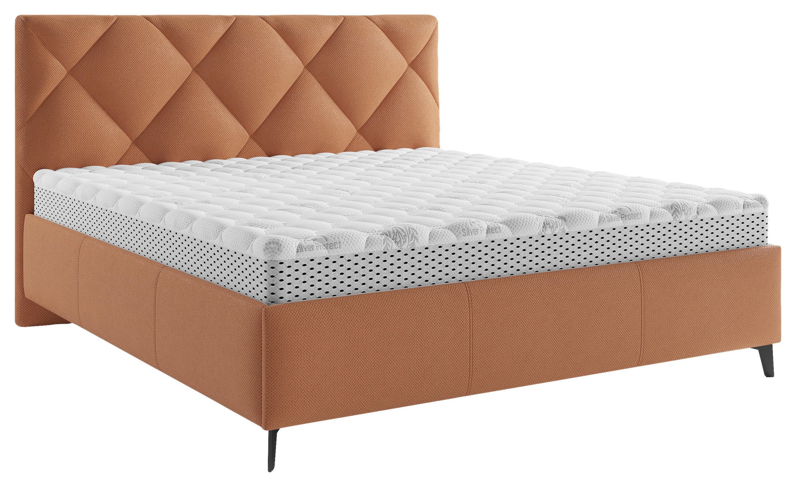 POLSTERBETT 140/200 cm,  in Bronzefarben, gepolstertes Kopfteil, Lattenrost, Bettkasten,  - Rostfarben/Schwarz, MODERN, Holz/Textil (140/200cm) - Boxxx