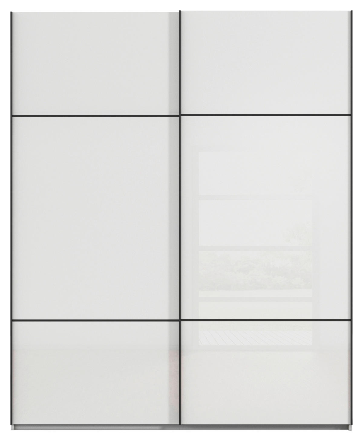 SCHWEBETÜRENSCHRANK in Grau, Weiss  - Weiss/Schwarz, Konventionell, Glas/Holzwerkstoff (162/223/68cm) - Novel