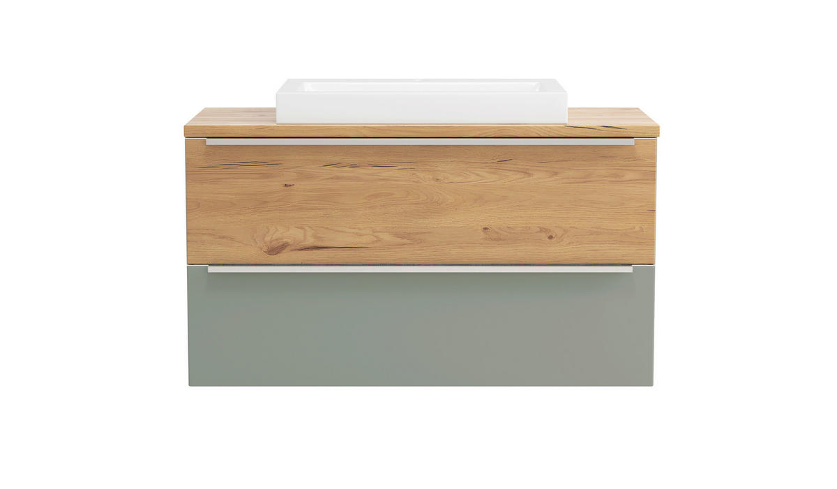 WASCHTISCHKOMBI  - Schilfgrün/Wildeiche, Trend, Holzwerkstoff/Stein (100/63/47cm) - Held