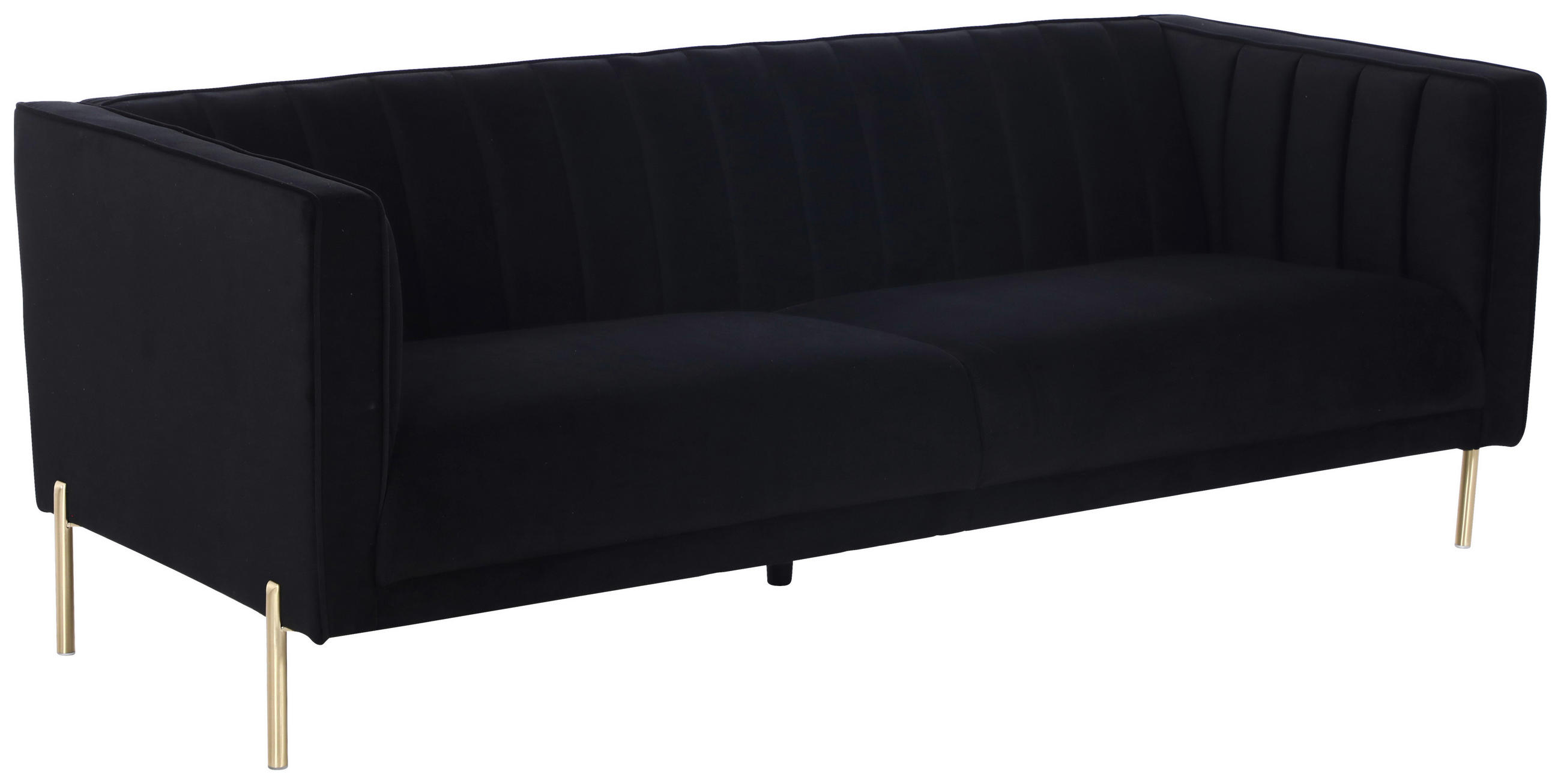 3-SITZER-SOFA Samt Schwarz  - Goldfarben/Schwarz, Design, Textil/Metall (204/75/85cm) - Livetastic