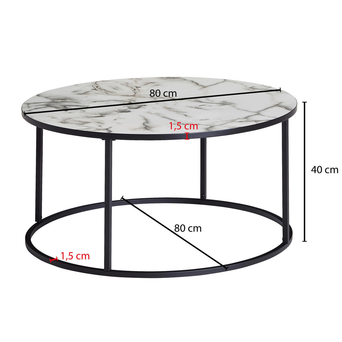 COUCHTISCH in Holzwerkstoff  - Weiss/Schwarz, Konventionell, Holzwerkstoff/Metall (80/38cm) - MID.YOU