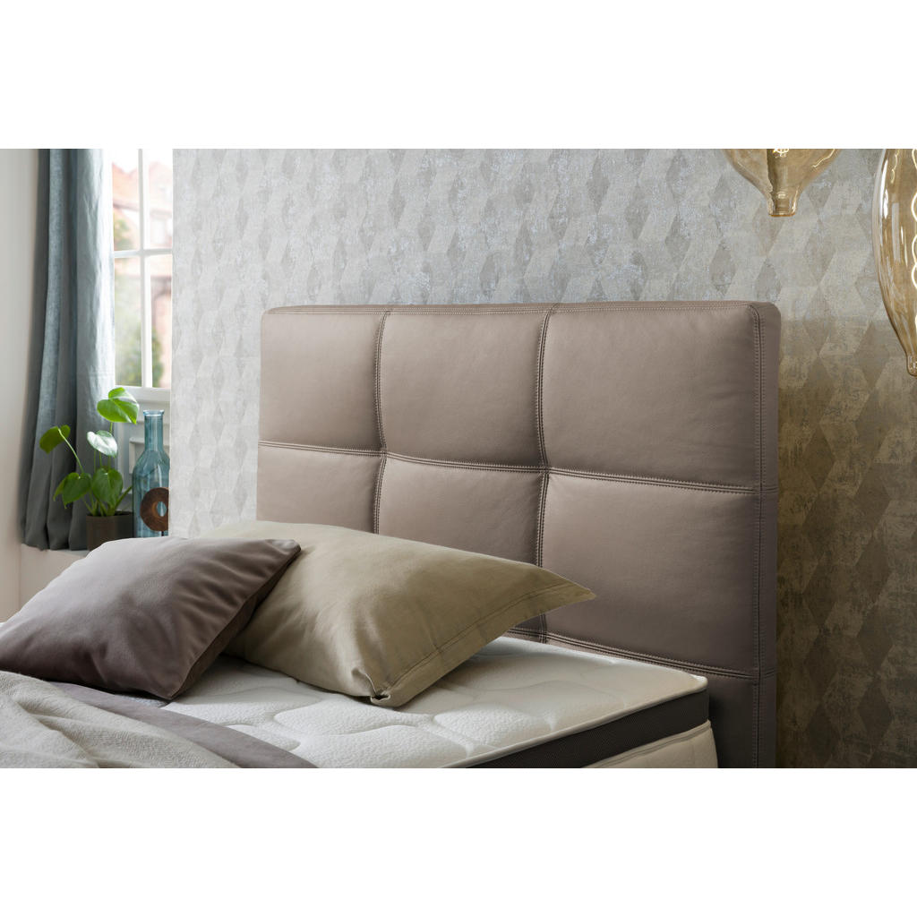Thumbnail - Novel Boxspringbett, Beige, Textil, Echtleder, Rindleder, H2, 7-Zonen, Höhe ca. 27 cm, 140x200 cm, Über- und Sondergröße...