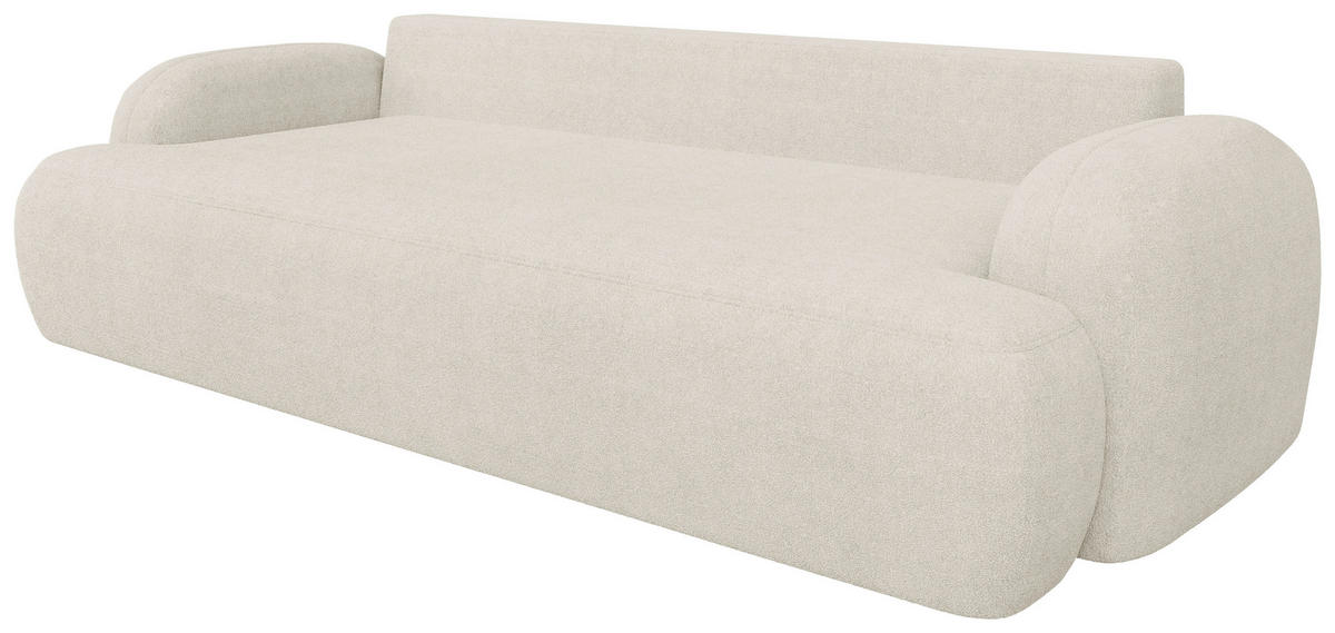 3-SITZER-SOFA Sevilla Plus Bouclé Creme  - Creme/Schwarz, Design, Kunststoff/Textil (256/93/120cm) - MID.YOU