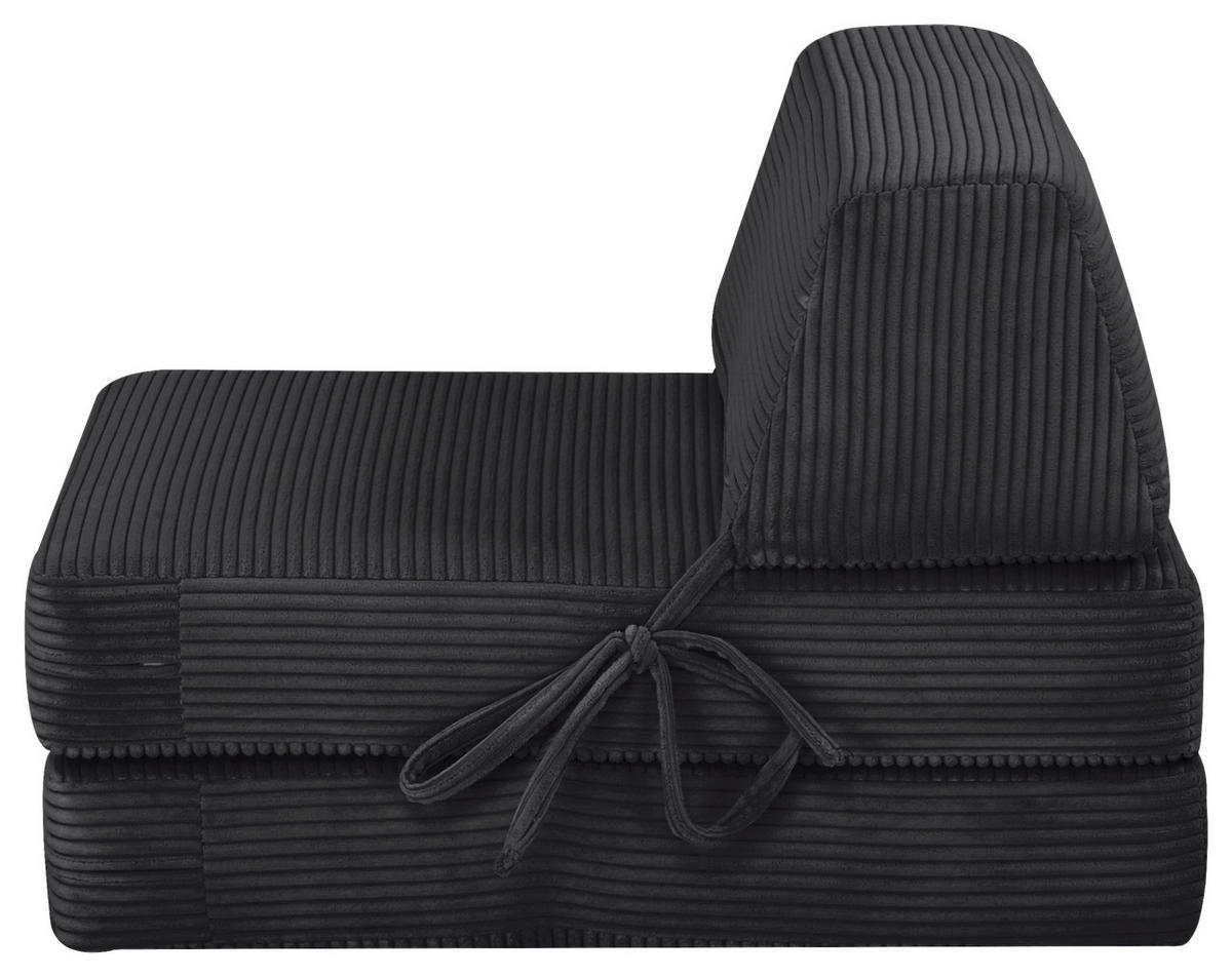 SCHLAFSESSEL Cord Schwarz    - Schwarz, Design, Textil/Metall (65/57/81cm) - Livetastic