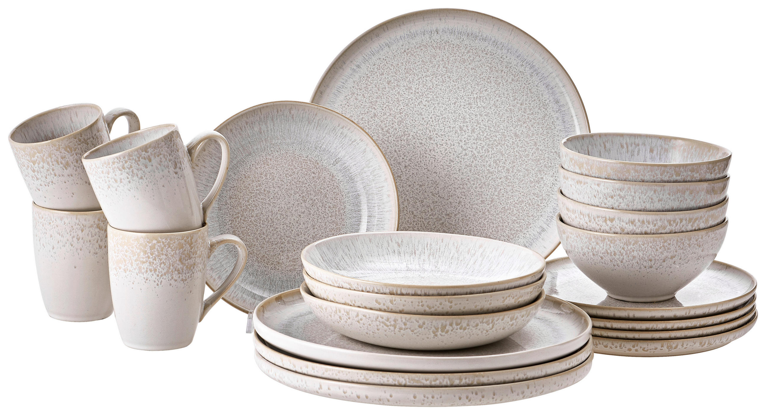KOMBISERVICE Beige, Creme GLOSSY 20-teilig 4 Personen  - Beige/Creme, Trend, Keramik - Novel