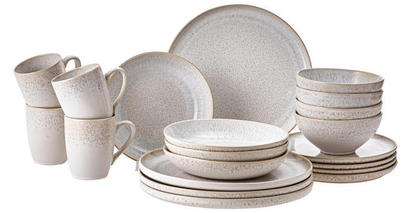 KOMBISERVICE Creme, Beige GLOSSY 20-teilig 4 Personen  - Beige/Creme, Trend, Keramik - Novel