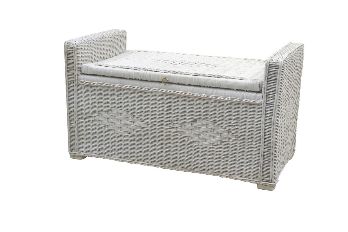 SITZBANK Weiß Rattan  - Weiß, KONVENTIONELL, Holz (45/90/51cm) - MID.YOU