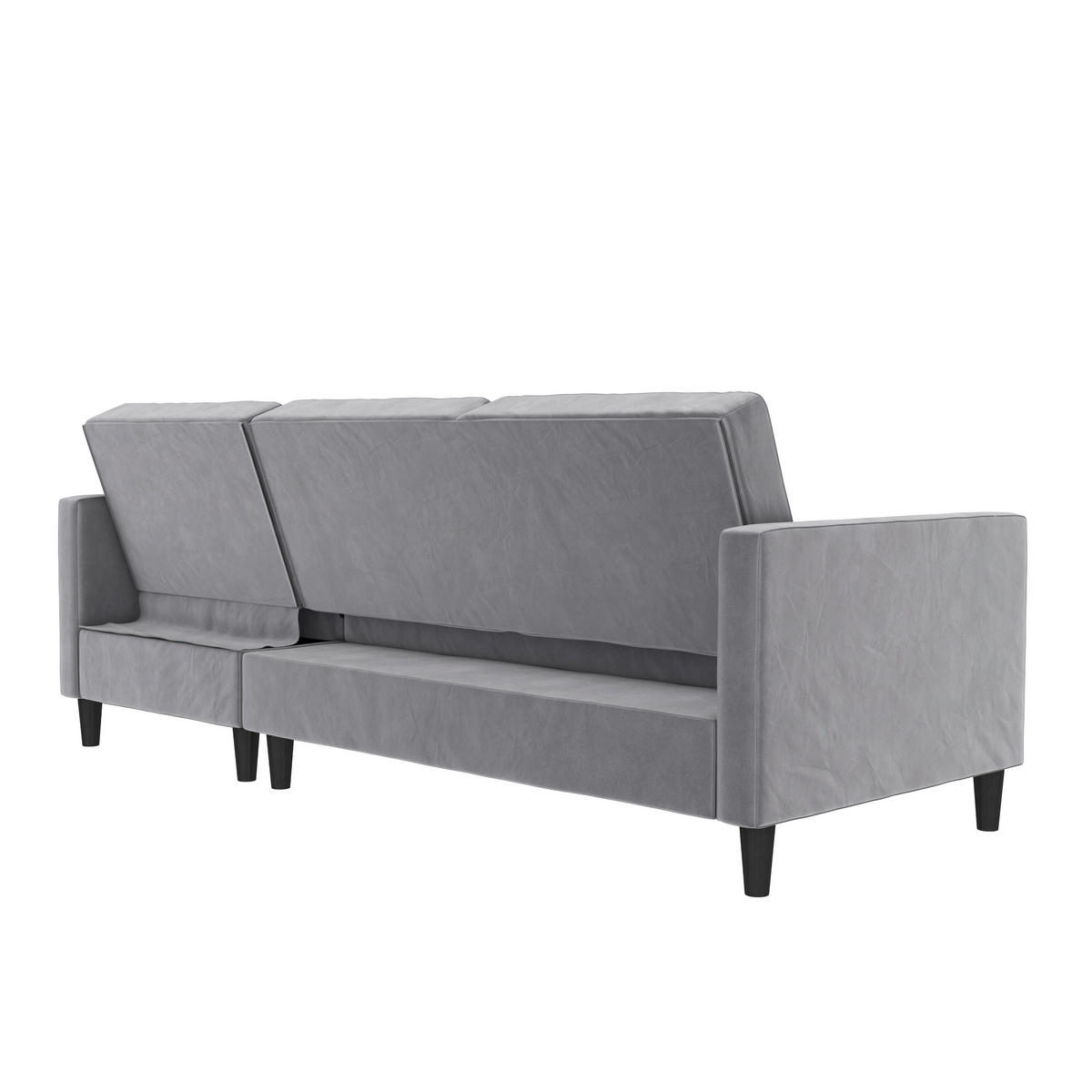 ECKSOFA PALERMO Grau Velours Schlaffunktion, Stauraum  - Schwarz/Grau, Basics, Kunststoff/Textil (213/154cm) - Livetastic