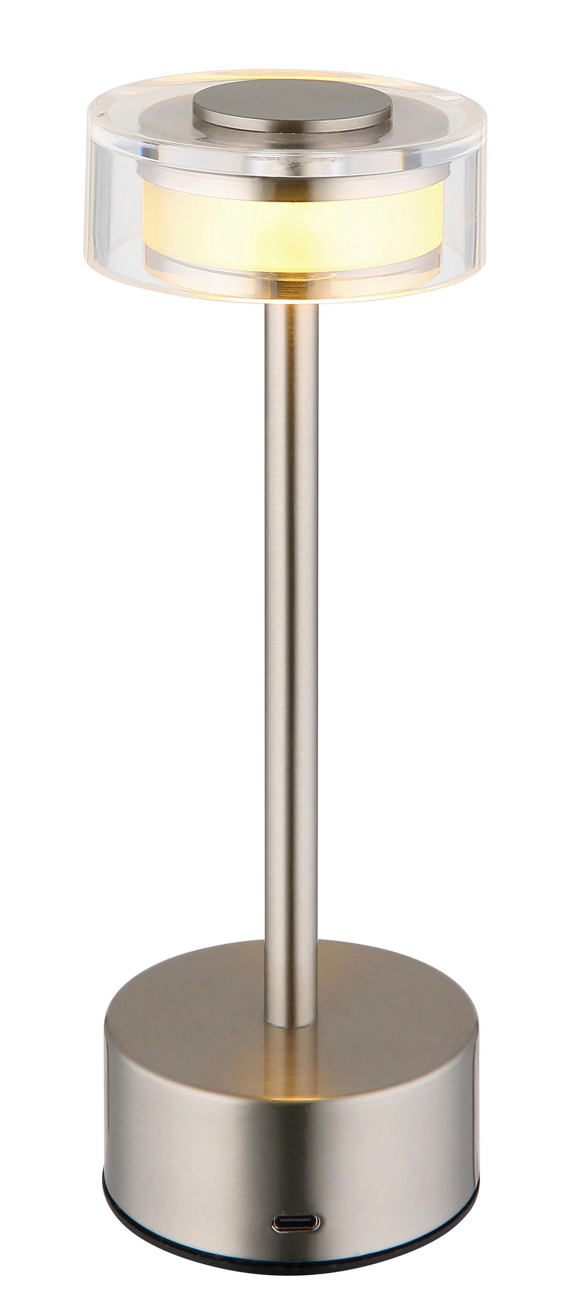 AKKU-TISCHLEUCHTE - Klar/Opal, Design, Kunststoff/Metall (8/23,5cm) - Globo