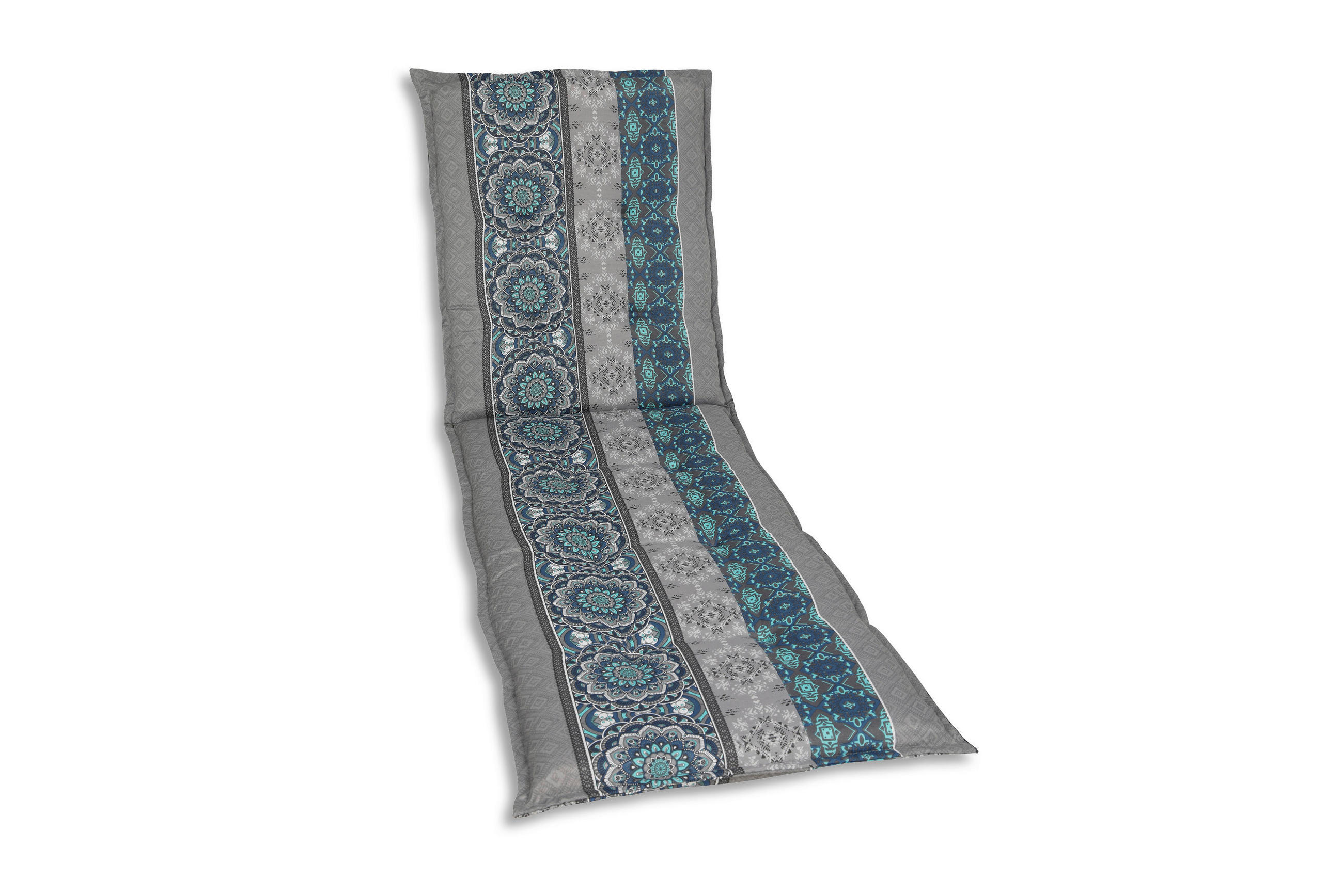 LIEGENAUFLAGE Ornament  - Blau/Dunkelgrau, Basics, Textil (60/7/190cm)