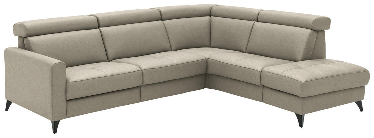 ECKSOFA Flachgewebe Sahara  - Schwarz/Sahara, Konventionell, Textil/Metall (276/214cm) - Beldomo System
